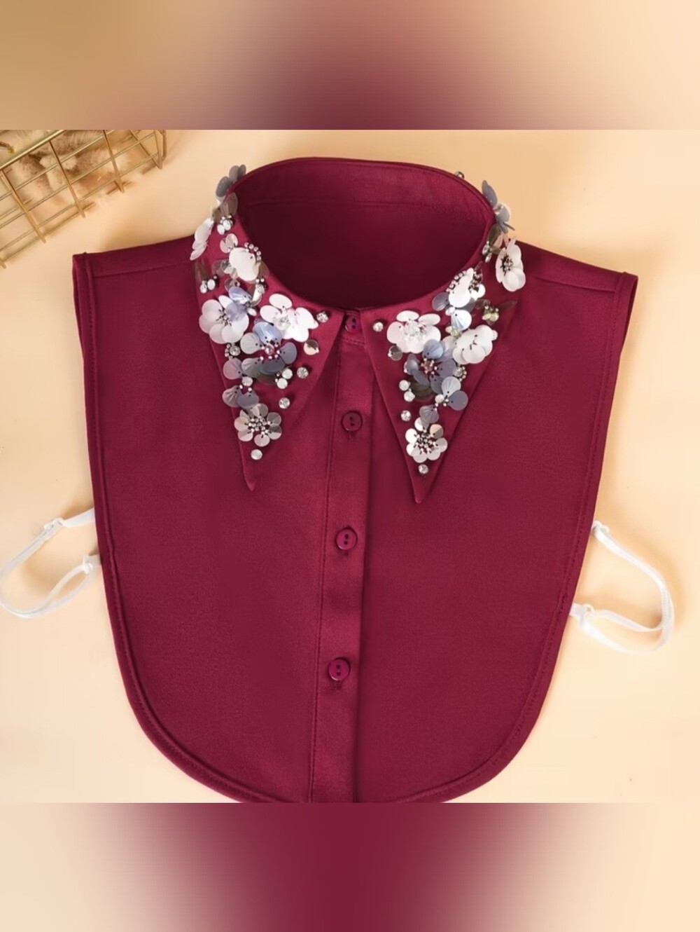 Embellished Detachable Collar in Deep Berry - Picture 2 of 2